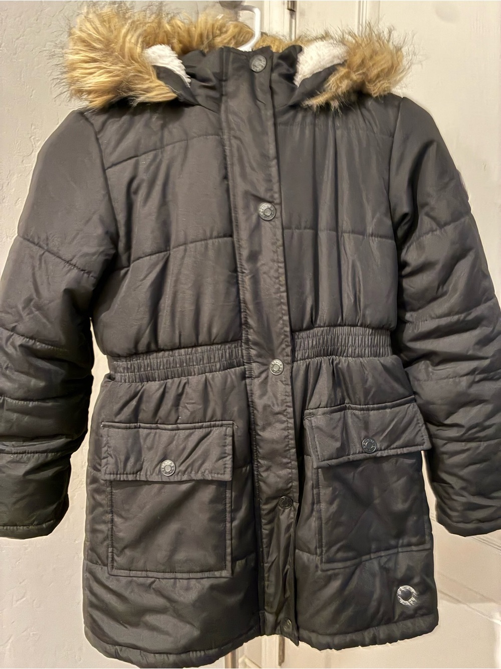 Girls Black BCBG Quilted Puffer Coat:Parka with Faux Fur Hood #Puffer #Faux Fur